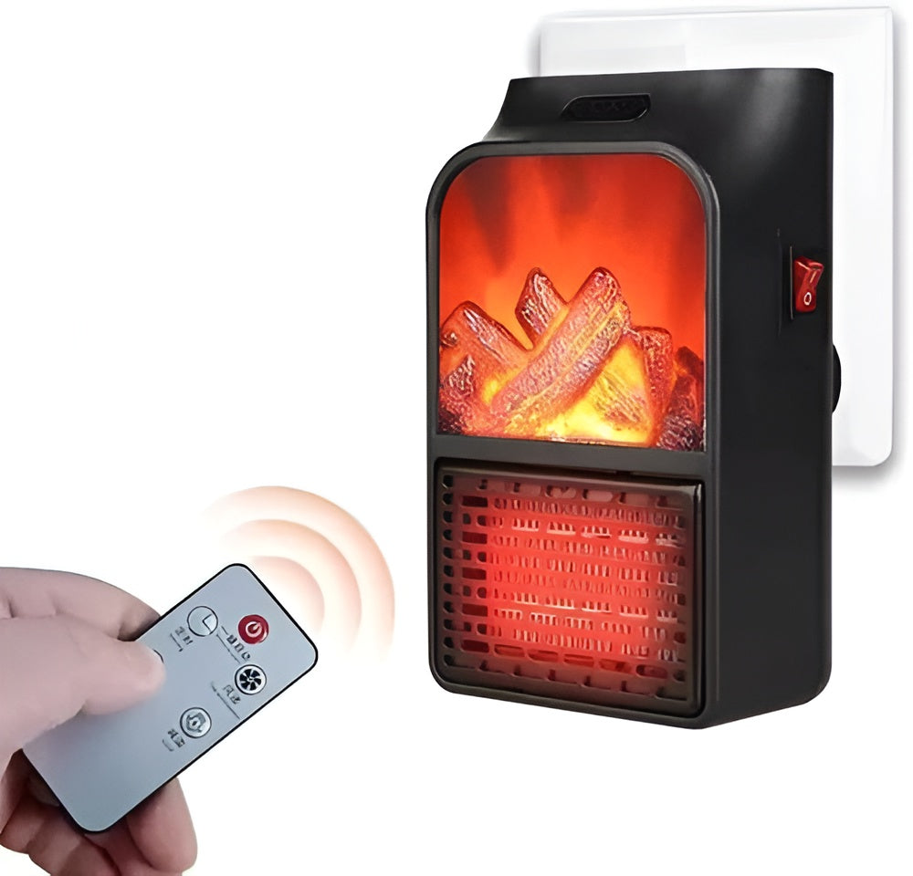 Flame Heater 1000W - Portable Electric Room Heater with Realistic Flame Effect & Remote Control | Instant Heating for Home & Office | Safe & Energy Efficient
